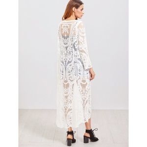 Wantmylook Ivory / Cream Lace Kimono Cover-Up S